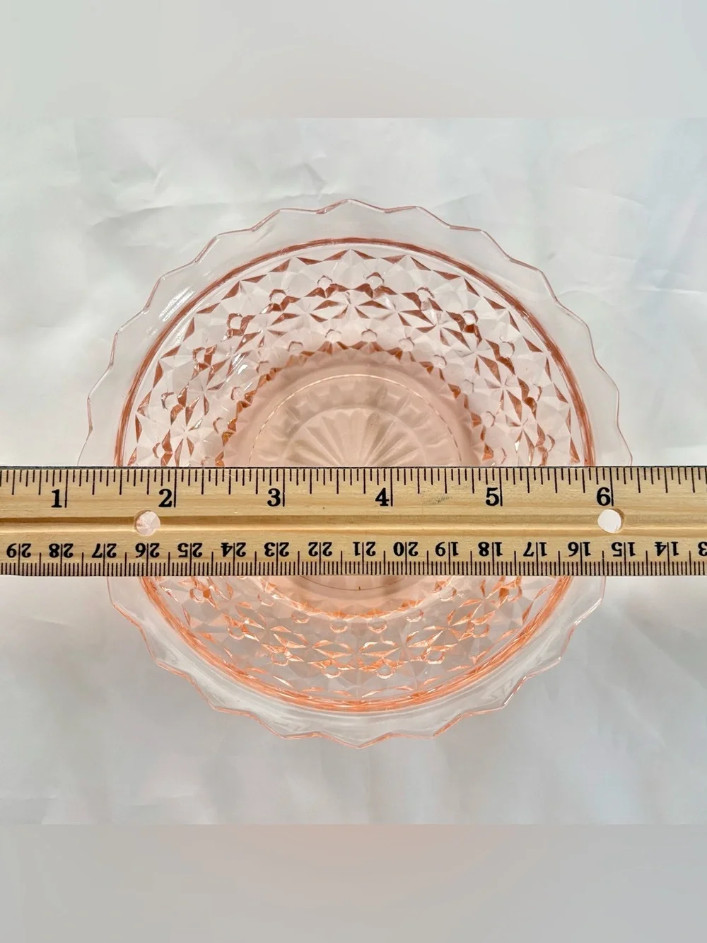 4 Vintage Jeanette Holiday Button Bow Pink Depression Glass Berry Dessert Bowl